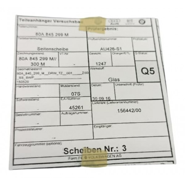 Janela Fixa Audi Q5 2020