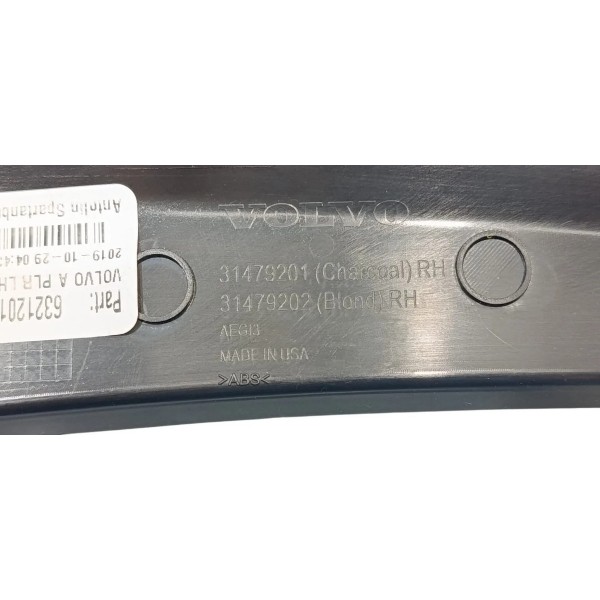 Acabamento Inferior Direito Painel Volvo S60 Híbrido 2020 Preto