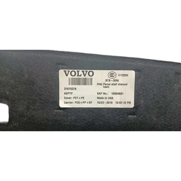 Tampa Do Porta Malas Volvo S60 Híbrida 2.0 2020 31675378 Preto