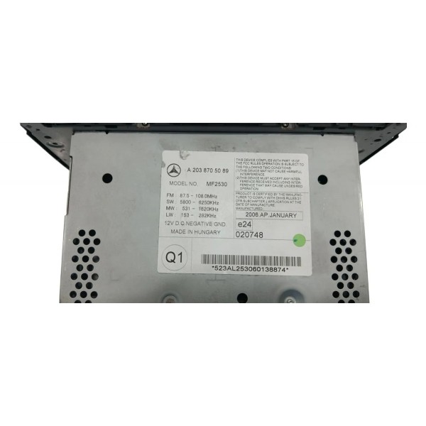 Rádio Cd Player Mercedes C200 2006 A2038705089