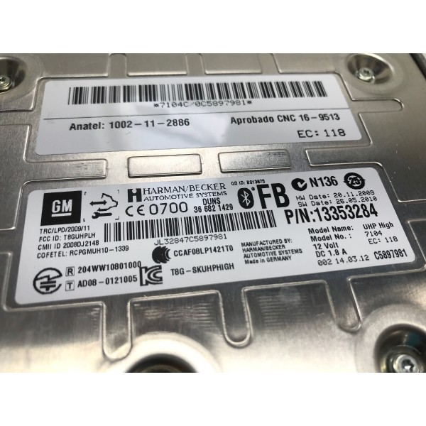 Módulo Bluetooth Chevrolet Cruze 2013 13353284