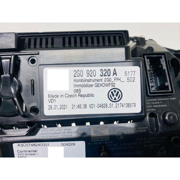 Painel De Instrumentos Vw Nivus 1.0 Tsi 2021 Cód. 2g0920320a
