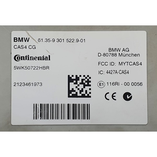 Modulo (ecu) Conforto  Bmw X3 F25 2014 Cód. 613593015229