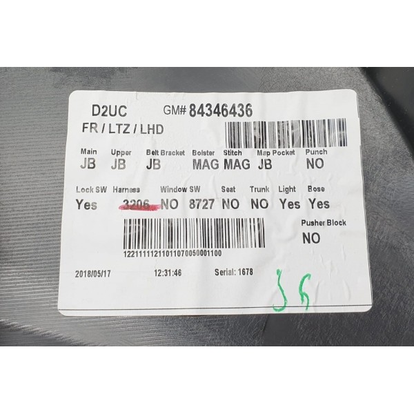 Forro Porta Diant Dir (passageiro) Equinox Premier 2.0 2018