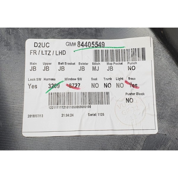 Forro Porta Diant Dir (passageiro) Equinox Premier 2.0 2018