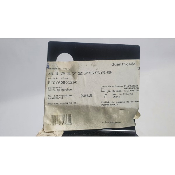 Chapa De Reforço Bmw X1 2013 Cód. 41217275569 // 7275569