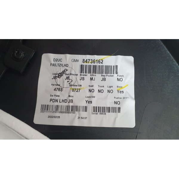 Forro Porta Dianteiro Dir Gm Equinox Premier 1.5 Turbo 2022