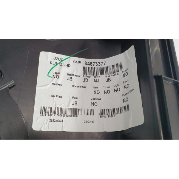 Forro Porta Traseiro Esq Gm Equinox Premier 1.5 Turbo 2022