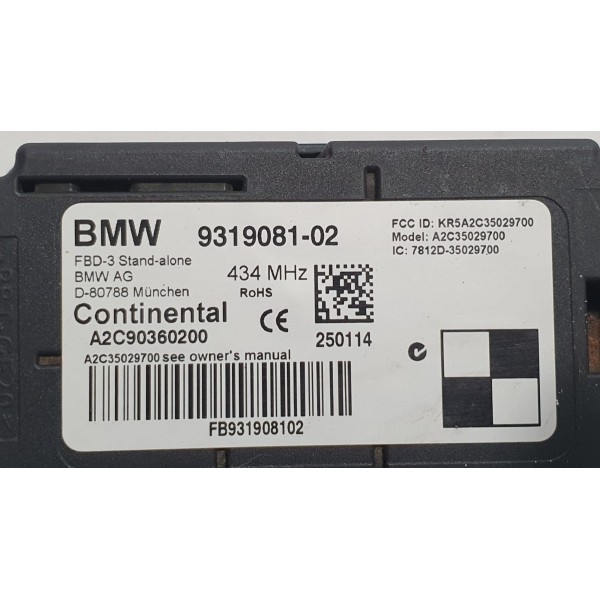 Módulo Controle Remoto Bmw 320i F30 2015 Cód 9319081 