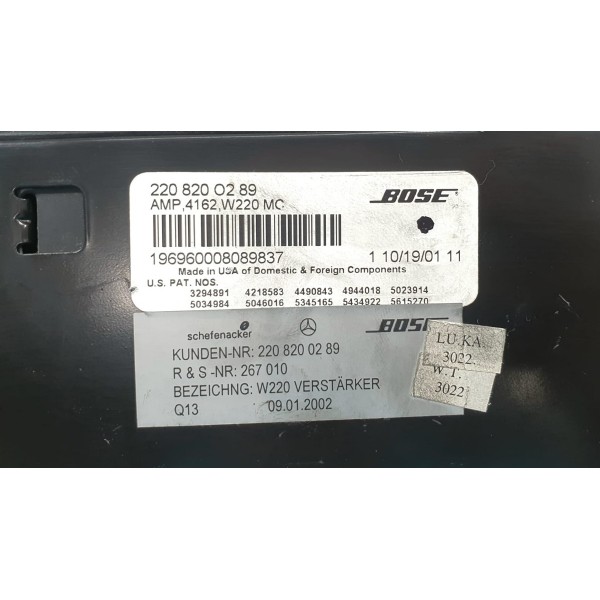 Módulo Amplificador Som Bose Mercedes Benz S500 2001 Preto