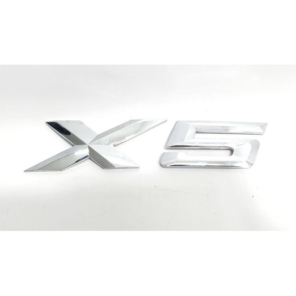 Emblema X5 Tampa Traseira Porta-mala Bmw X5 Xdrive50i 2015 Prateado