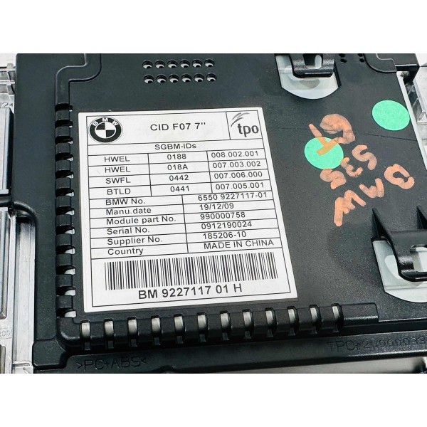 Tela Display Cid F07 7 Bmw 536 Gt 2010 9227117( Com Detalhes